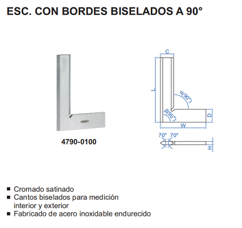Escuadra Biselada De 90° 3x2 Insize Modelo 4790-075