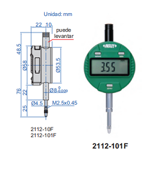 INDICADOR DIGITAL ESTANDAR 12.7MM/0.5" INSIZE 2112-10F